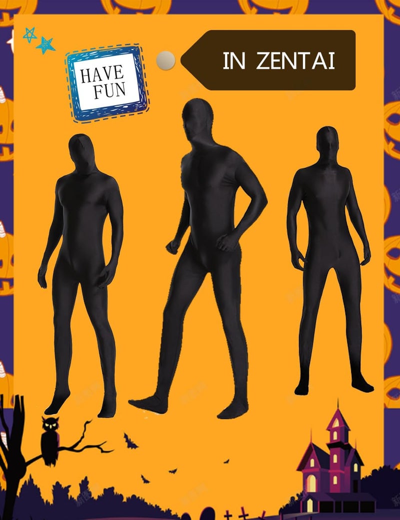 woahee Spandex Suit Full Body Suit Men Women Zentai Suit Men Costume Black Small - Image 5